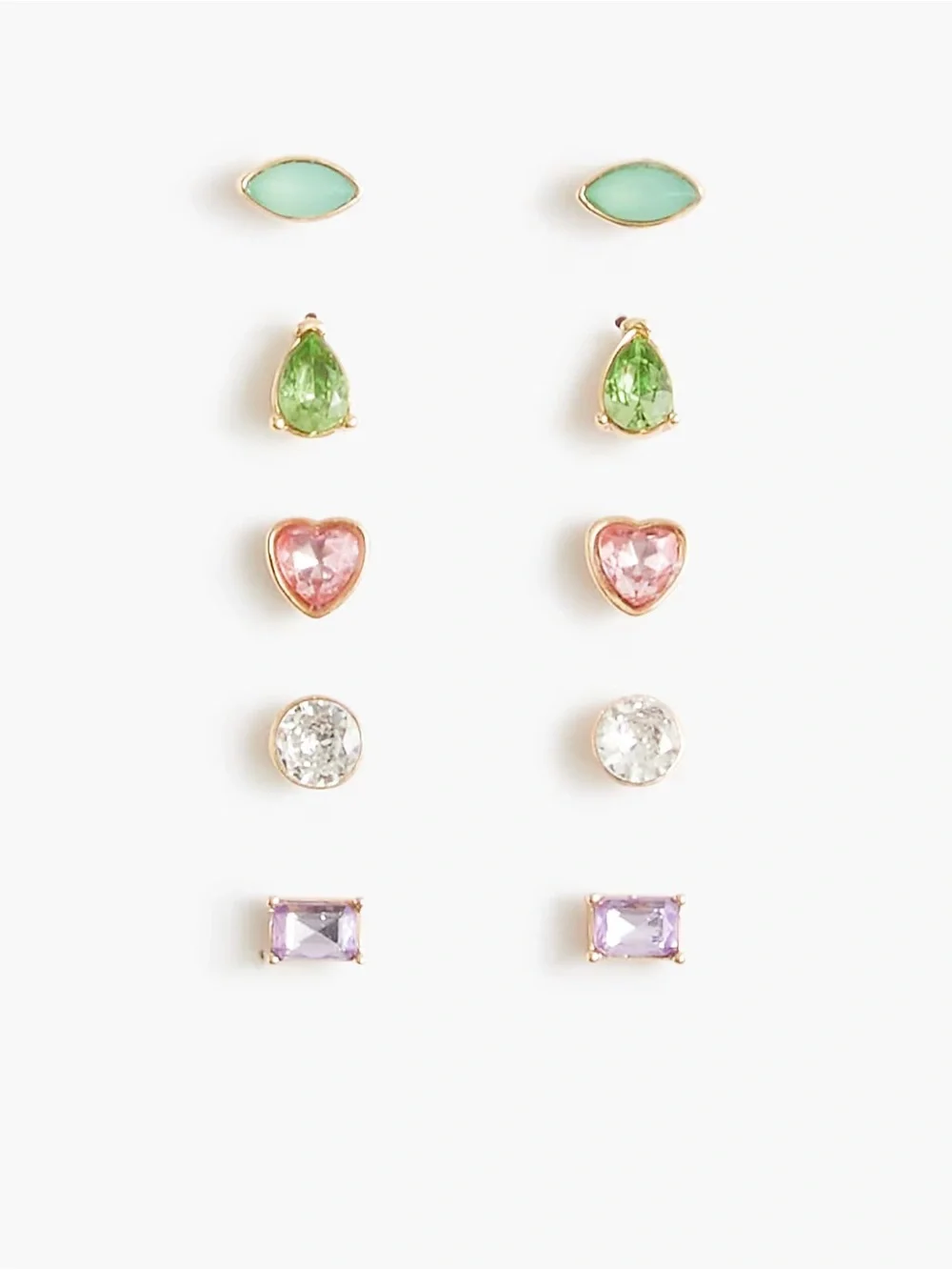 Jcrew Girls' rainbow gems earrings set-of-five - NWT